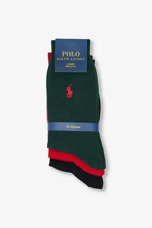 Ralph Lauren Mens Logo-Embroidered Pack Of Three Cotton-Blend Socks