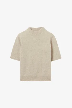 Claudie Pierlot Womens Short-Sleeved Cropped Wool Jumper