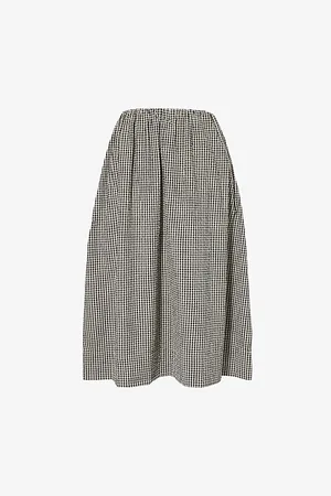 POSSE Womens Lucas Gingham-Print Cotton Midi Skirt