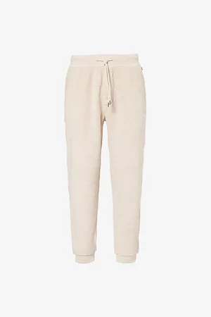 HUGO BOSS Mens Logo-Embroidery Relaxed-Fit Recycled-Polyester Blend Stretch-Borg Jogging Bottoms