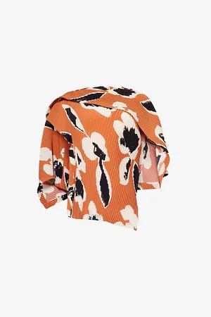 Issey Miyake Womens Vigor Graphic-Pattern Asymmetric Crepe Top