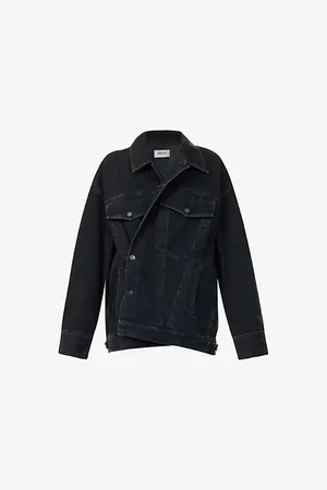 AGOLDE Womens Reworked Wayne Buttoned-Pockets Relaxed-Fit Denim-Blend Jacket
