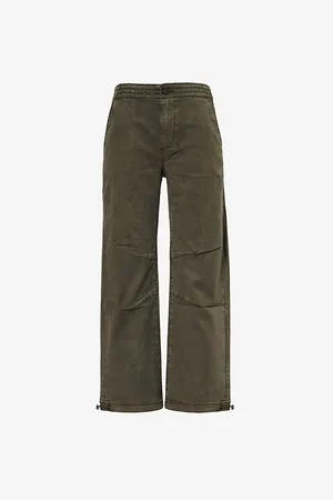 Paige Womens Reid Straight-Leg High-Rise Cropped Stretch-Woven Trousers