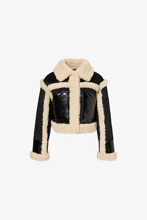 Stand Studio Womens Edith Cropped Relaxed-Fit Faux-Leather Jacket