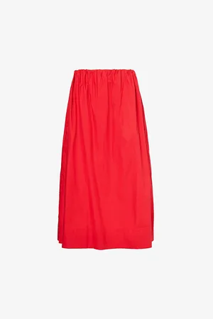 POSSE Womens Sylvie Flared Cotton-Poplin Midi Skirt