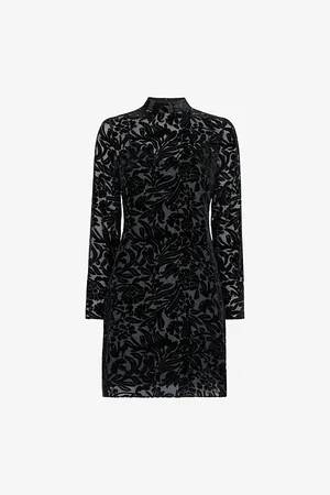 Whistles Womens Hot Fix Floral-Pattern Velvet Mini Dress
