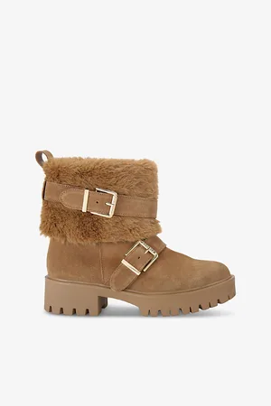 Carvela Womens Alpine Buckle-Embellished Flat Suede Ankle Boots