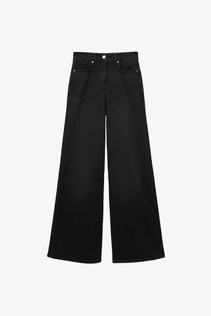 Reiss Womens Wide-Leg Relaxed-Fit High-Rise Stretch-Denim Jeans