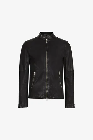 AllSaints Mens Cora Regular-Fit Snapback-Collar Leather Jacket