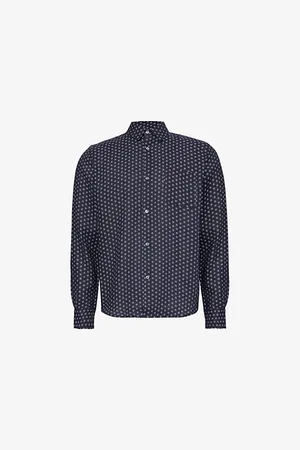 DEREK ROSE Mens Milan 12 Graphic-Pattern Linen Shirt