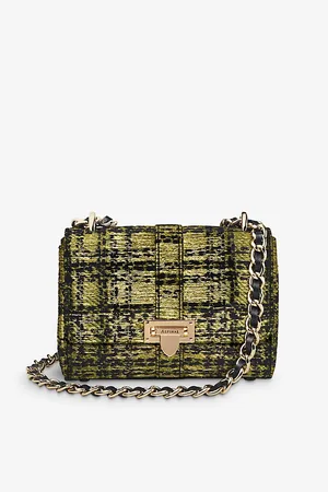 ASPINAL OF LONDON Womens Lottie Metallic-Tweed Leather Shoulder Bag