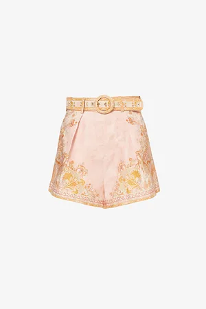 ZIMMERMANN Womens Acacia Tuck Two-Slip-Pockets Relaxed-Fit Linen Shorts