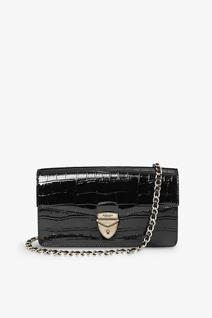 ASPINAL OF LONDON Womens Mayfair 2 Croc-Effect Leather Clutch Bag