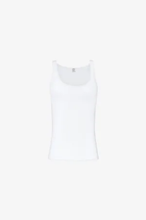 Totême Womens Scoop-Neck Organic Cotton-Blend Tank Top