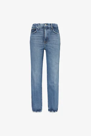 GOOD AMERICAN Womens Soft Tech Good Curve Straight-Leg High-Rise Stretch-Denim Jeans