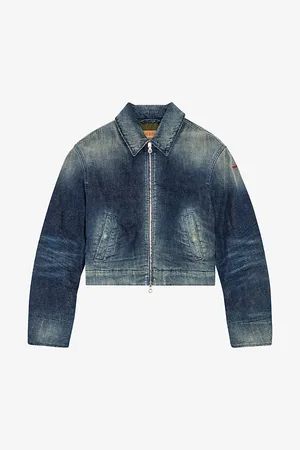 Diesel Womens De Nova Logo-Embroidered Padded Denim Jacket