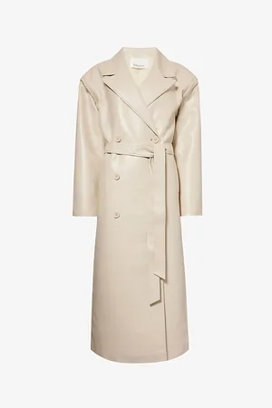 The Frankie Shop Womens Tina Double-Breasted Faux-Leather Coat