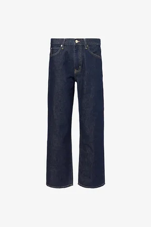 Frame Womens The Hang Five-Pockets Straight-Leg Mid-Rise Regenerative-Denim Jeans