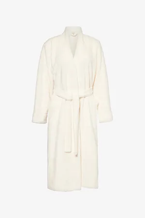 Eberjey Womens Brushed-Fleece Long Robe