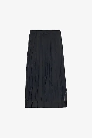 Comme des Garçons Mens Pleated Side-Zip Woven Midi Skirt