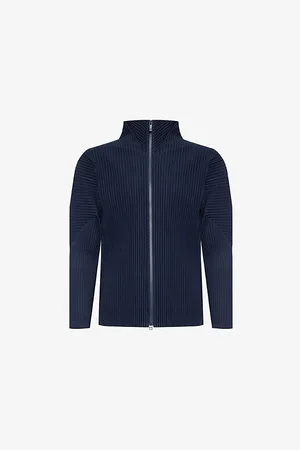 Issey Miyake Mens High-Neck Two-Slip-Pockets Slim-Fit Knitted Jacket