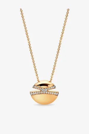 Bvlgari Womens Cabochon 18ct Yellow-Gold and 0.55ct Pavé-Diamond Pendant Necklace