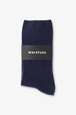 Whistles Womens Ribbed-Knit Cashmere Socks