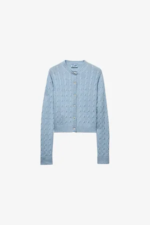 Prada Womens Re-Cashmere Cable-Knit Recycled-Cashmere Cardigan
