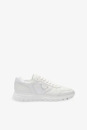 Prada Mens Re-Nylon Brand-Plaque Leather and Recycled-Nylon High-Top Trainers