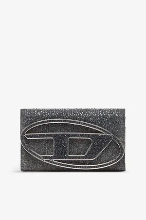 Diesel Womens 1Dr Crystal-Embellished Denim Wallet On Chain