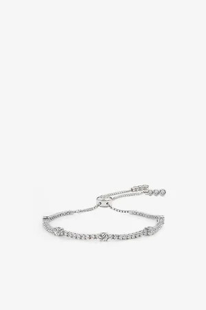 CARAT* London Womens Phoebe 18ct White Gold-Plated Sterling- and 2.18ct Cubic Zirconia Bracelet
