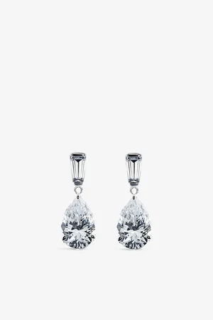 CARAT* London Womens Alison 9ct White-Gold Cubic Zirconia Drop Earrings