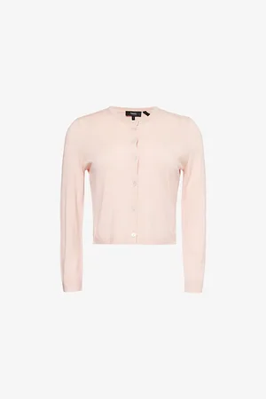 THEORY Womens Cropped Round-Neck Wool Cardigan