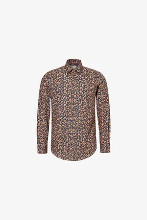 Paul Smith Mens Floral-Print Tailored-Fit Organic-Cotton Shirt