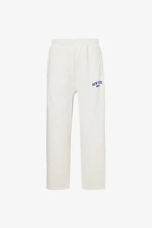AWAKE NY Mens Script Logo-Print Wide-Leg Cotton-Jersey Jogging Bottoms