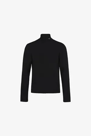 Prada Mens Turtleneck Triangle-Logo Jersey T-Shirt