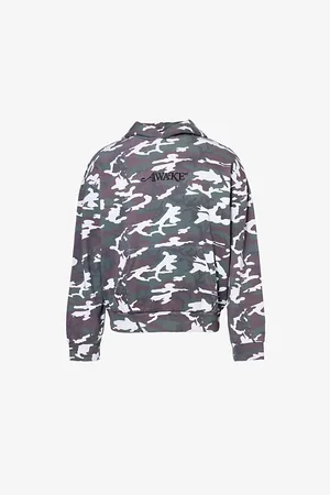 AWAKE NY Mens Logo-Embroidery Camouflage Cotton-Jersey Hoody