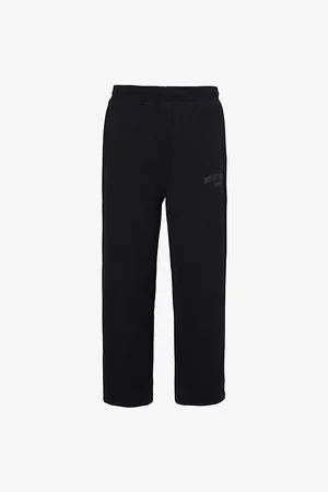 AWAKE NY Mens Script Logo-Print Wide-Leg Cotton-Jersey Jogging Bottoms