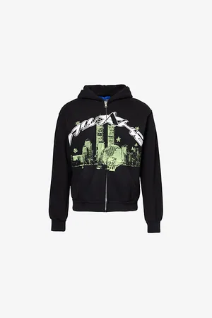 AWAKE NY Mens Skyline Zip-Front Cotton-Jersey Hoody
