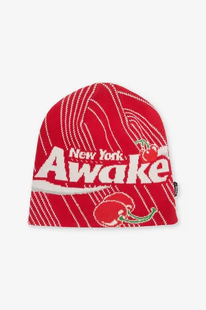 AWAKE NY Mens x Coca Cola Skully Brand-Intarsia Knitted Beanie Hat