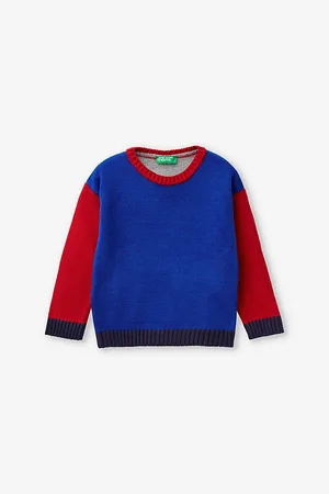 Benetton Colour-Block Crewneck Knitted Jumper 18 Months-6 Years