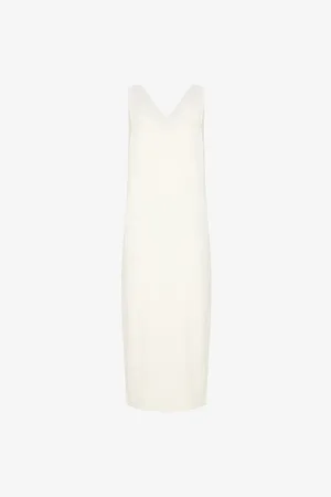 THEORY Womens Sleeveless V-Neck Woven-Blend Midi Dress