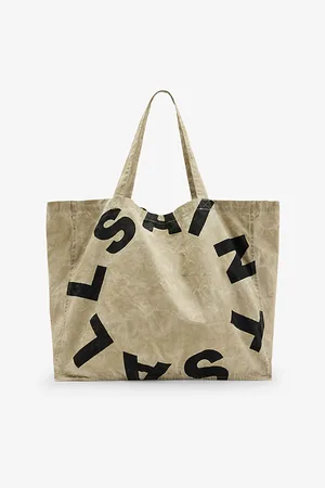 AllSaints Mens Tierra Logo-Print Large Organic-Cotton Tote Bag