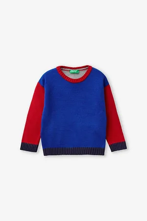 Benetton Colour-Block Crewneck Knitted Jumper 6-14 Years