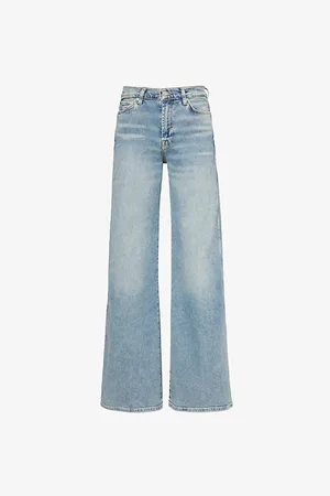7 for all Mankind Womens Lotta Flared Straight-Leg Mid-Rise Stretch-Denim Blend Jeans