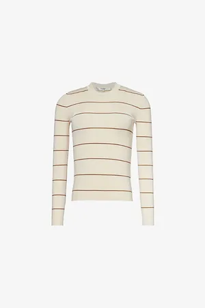 Frame Womens Striped Long-Sleeve Stretch-Knit Jumper