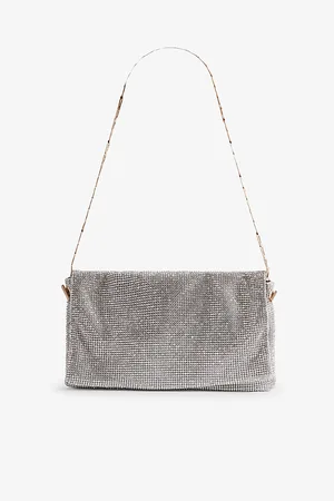 Reiss Womens Soho Chainmail-Embellished Woven Shoulder Bag