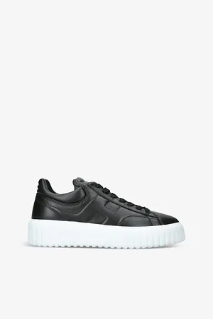 Hogan Mens H-Stripes Branded Leather Low-Top Trainers