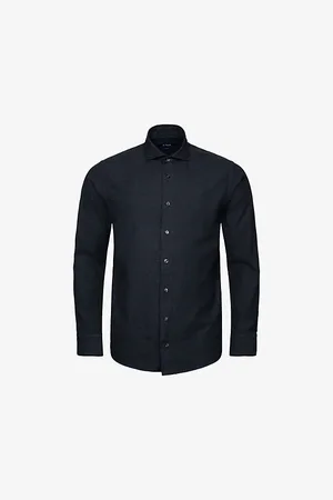 Eton Mens Long-Sleeved Flannel Contemporary-Fit Cotton Shirt
