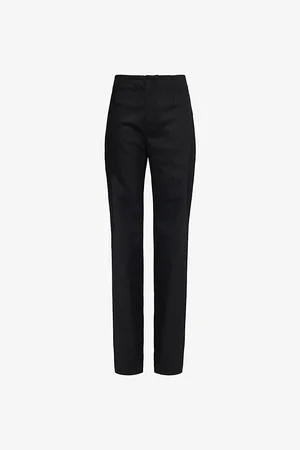 The Frankie Shop Womens Morrison Buttoned-Pocket Straight-Leg High-Rise Stretch-Wool Trousers